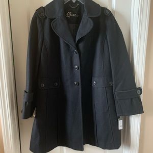 Guess Black Wool Coat Women